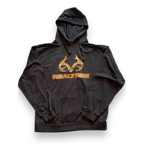 Realtree by Grooked Antler Kangaroo Pockets Logo  Hoodie Men's Black M - Picture 1 of 11